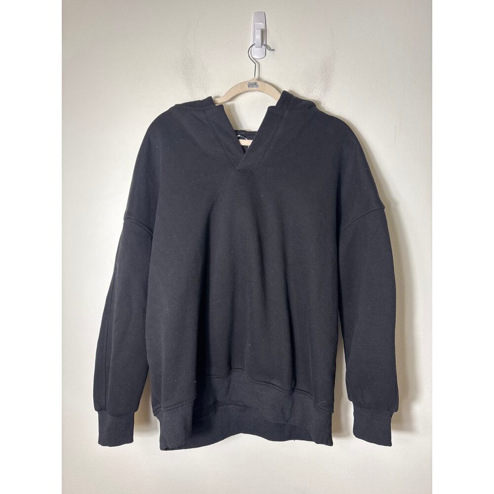 No Brand Black V Neck Pullover Hoodie Sz L